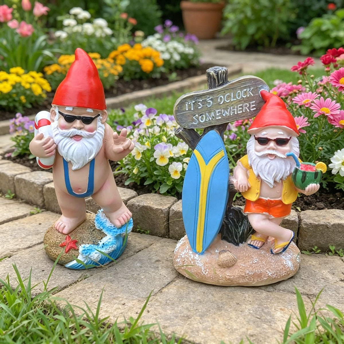 Whimsical Beach Gnome Figurine Homeandso