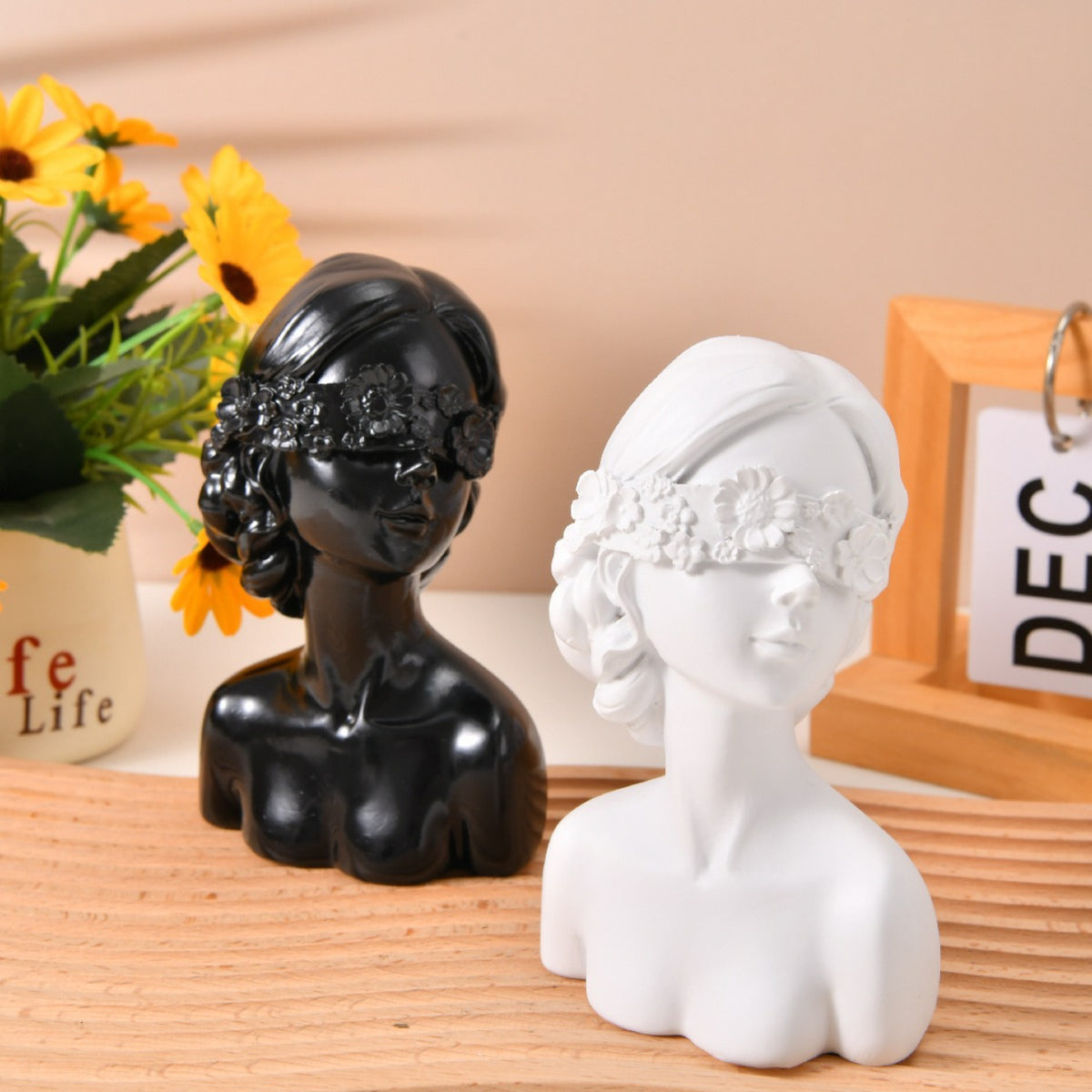 Decorative Flower Girl Bust Figurine Homeandso