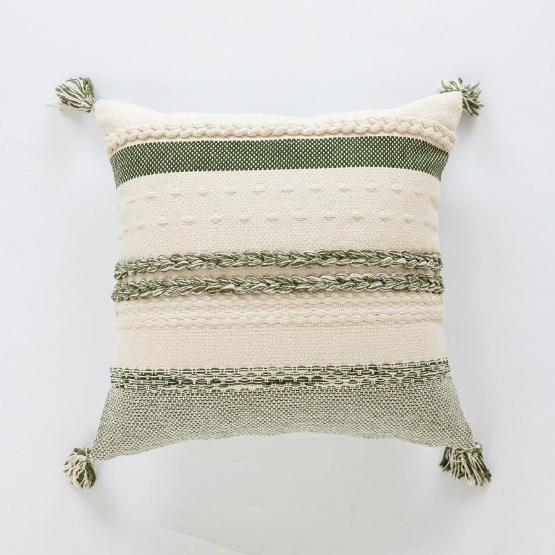 Textured Woven Fringe Pillow
