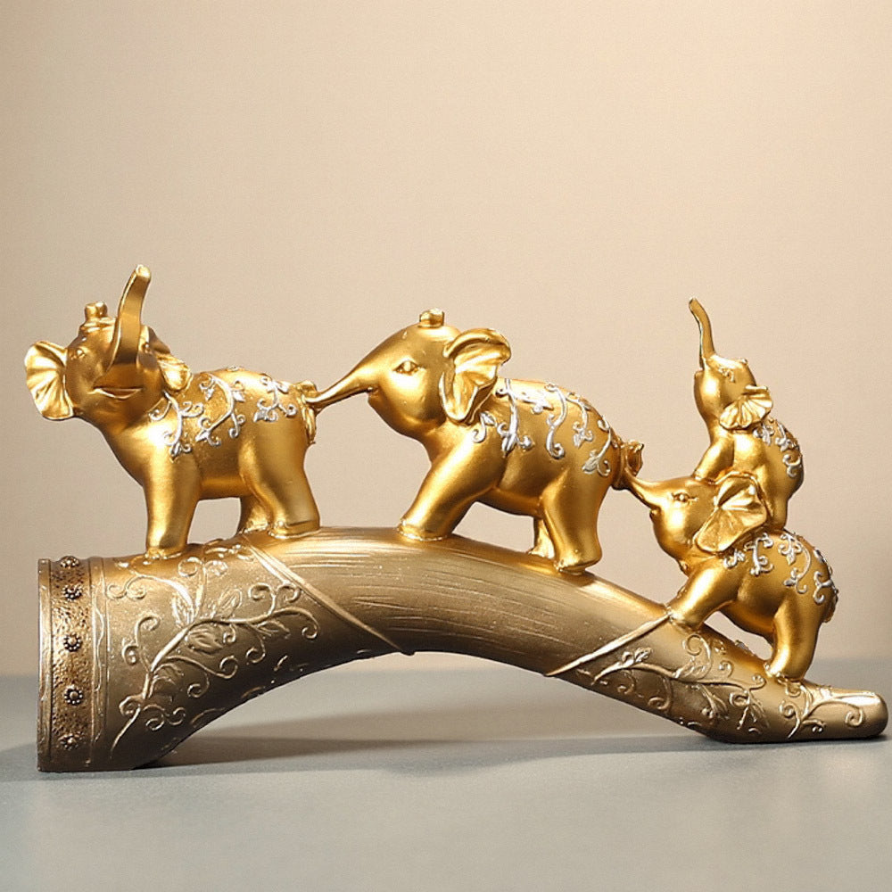 Decorative Elephant Family Sculpture Homeandso