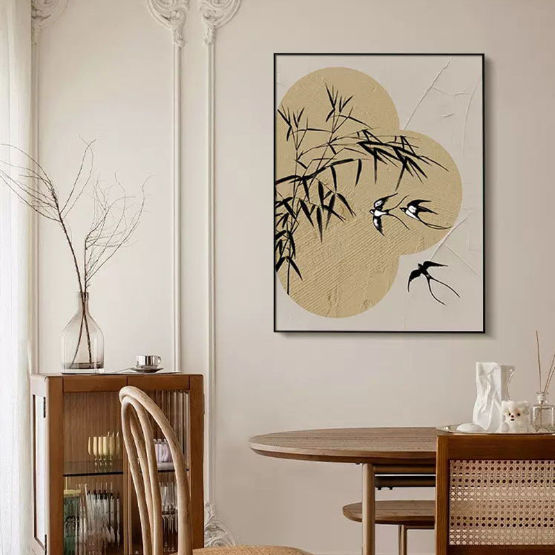 Decorative Wall Art with Bamboo and Bird Motif Homeandso