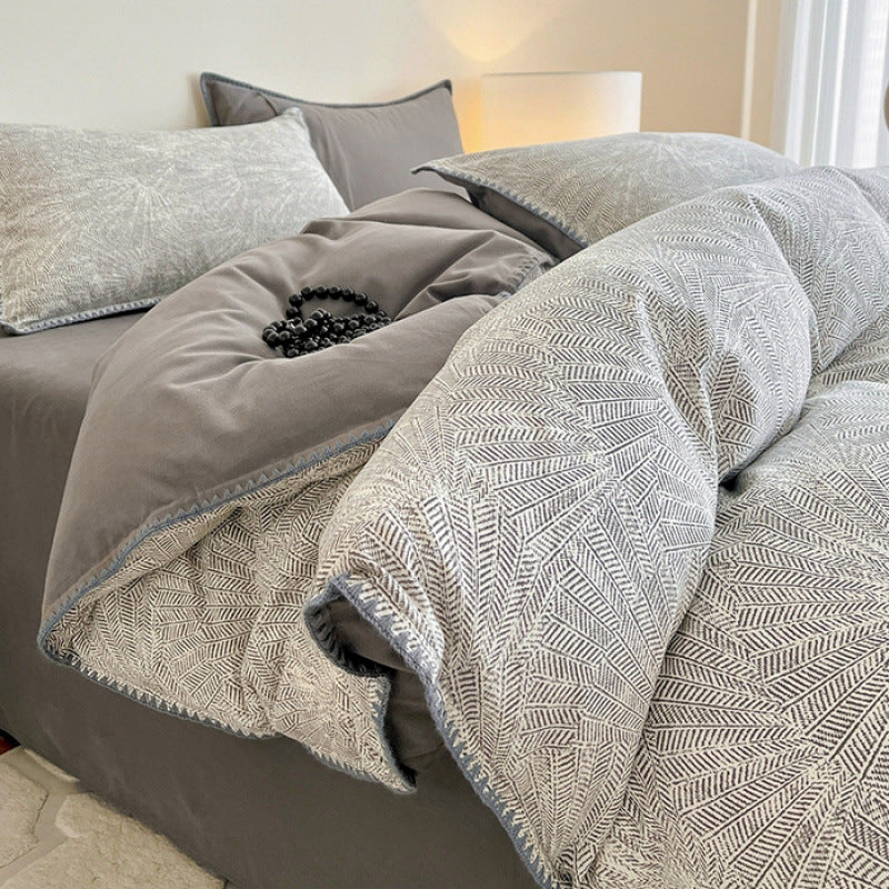 Decorative Luxurious Leaf Pattern Duvet Cover Set Homeandso