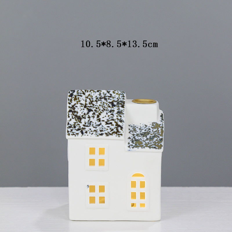 Ceramic Cottage Candle Holder Homeandso
