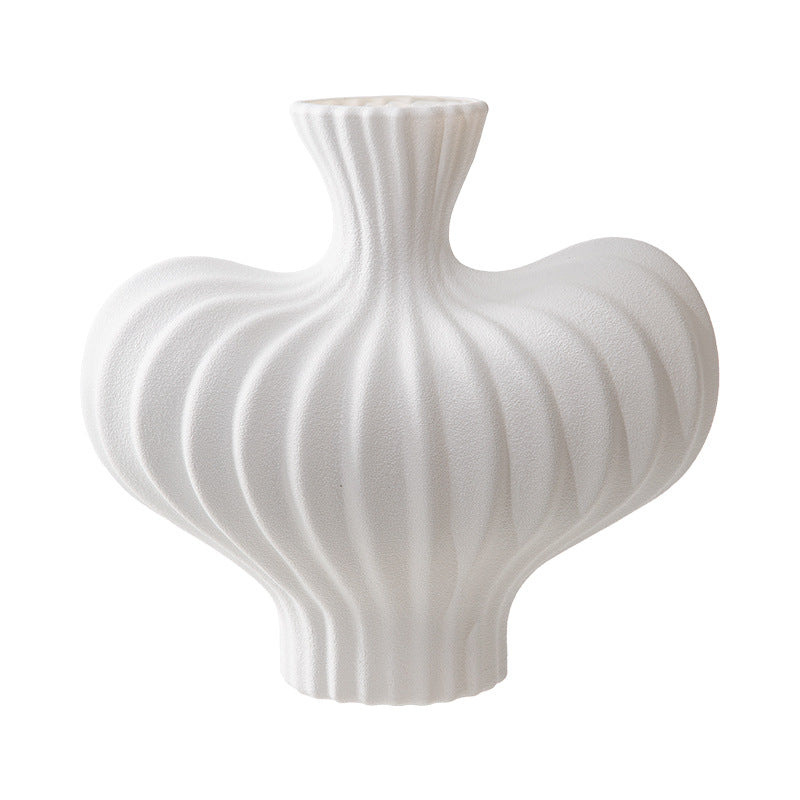Decorative Ribbed Ceramic Vase Homeandso