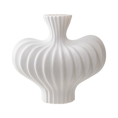 Decorative Ribbed Ceramic Vase Homeandso