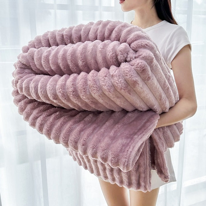 Plush Ribbed Throw Blanket