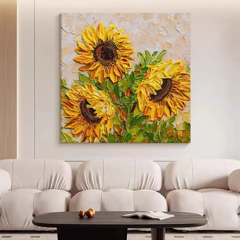 Textured Sunflower Relief Canvas Artwork Homeandso