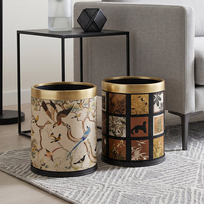 Decorative Waste Bin with Floral Bird Design Homeandso