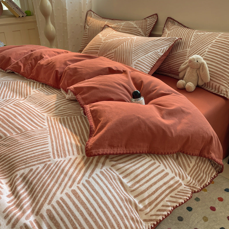 Textured Geometric Pattern Bedding Set