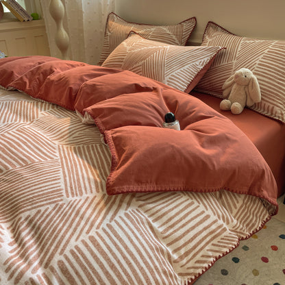 Textured Geometric Pattern Bedding Set