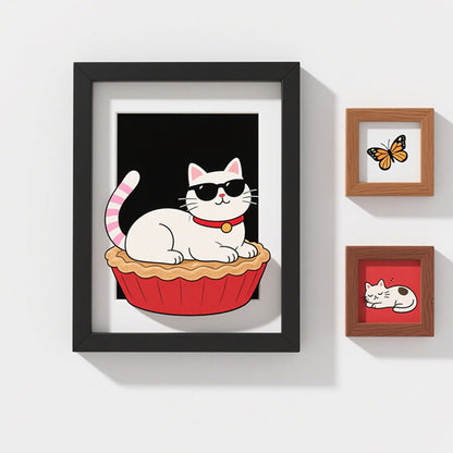 Playful Cat Illustration Frame