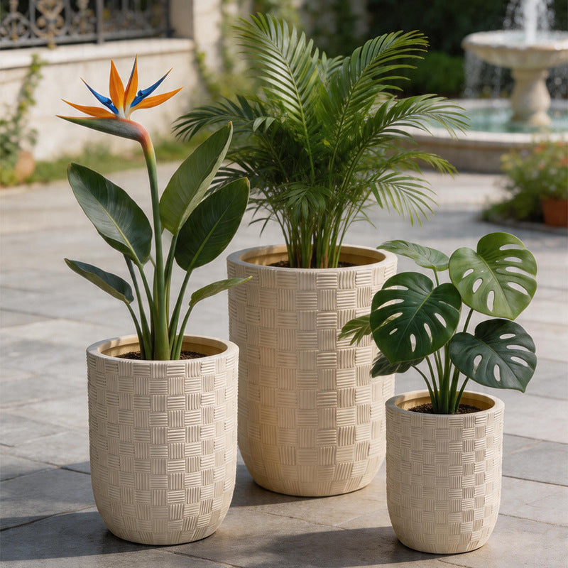 Textured Woven Ceramic Planter Homeandso
