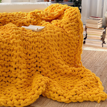 Chunky Hand-Knitted Throw Blanket