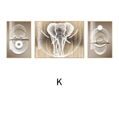 Abstract Elephant-Themed Canvas Triptych Art Homeandso