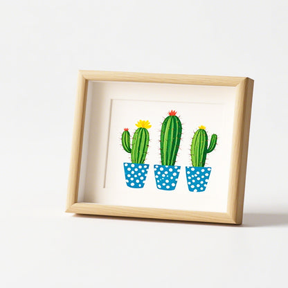Stylish Cactus Illustration Wall Art Frame