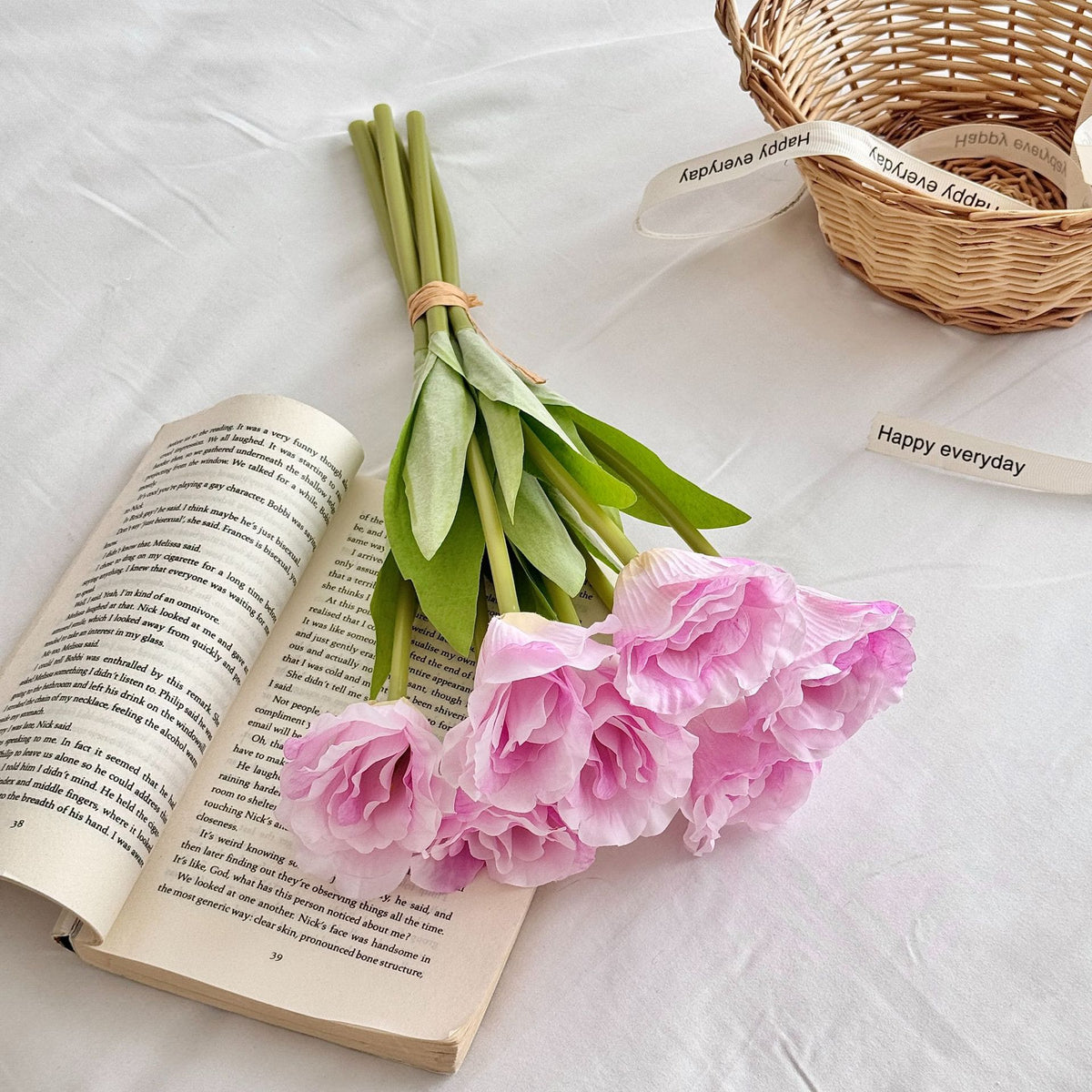 Realistic Silk Tulip Bouquet for Home Display