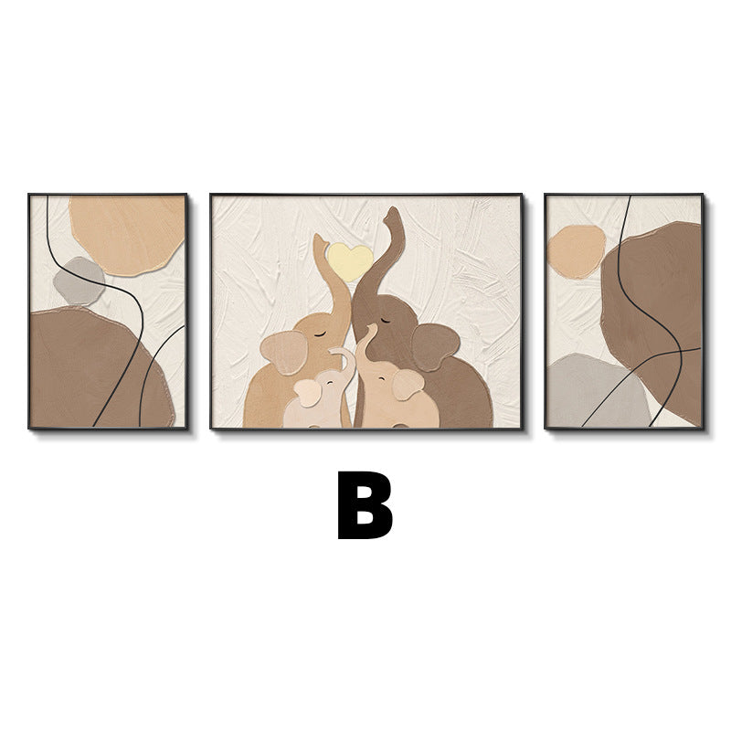 Abstract Elephant-Themed Triptych Canvas Art Homeandso