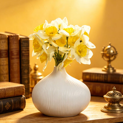 Elegant Ribbed Decorative Ceramic Vase Homeandso