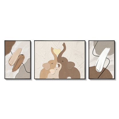 Abstract Elephant-Themed Triptych Canvas Art Homeandso