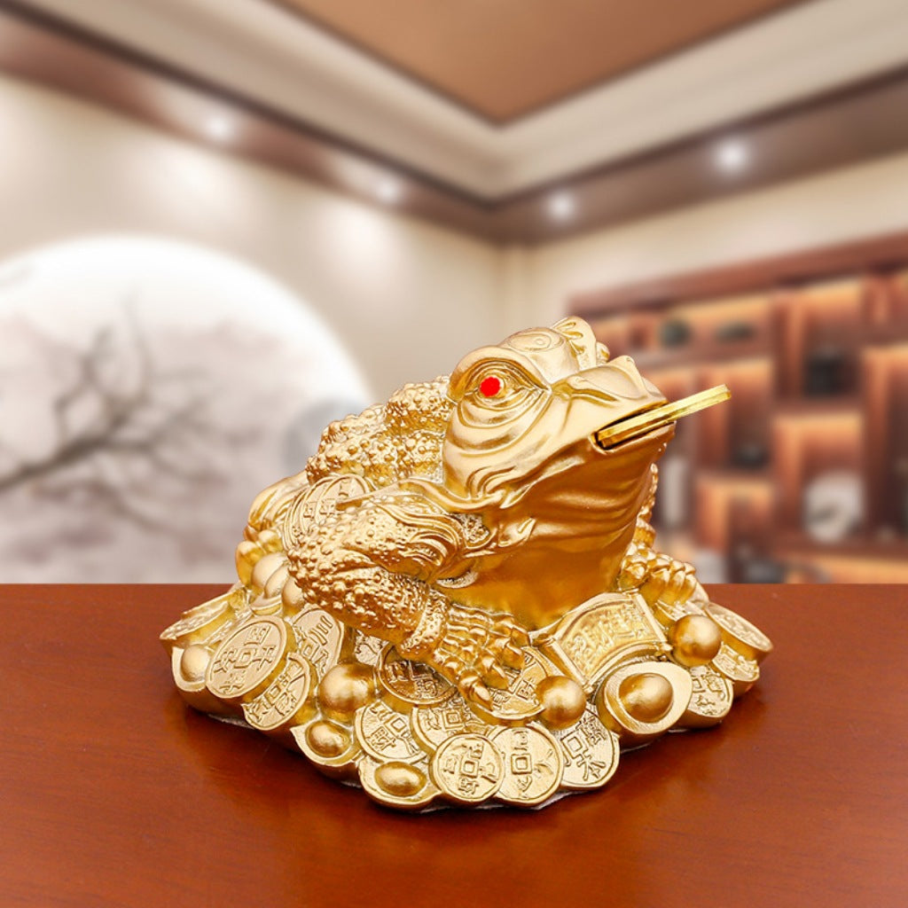 Decorative Golden Frog Figurine Homeandso