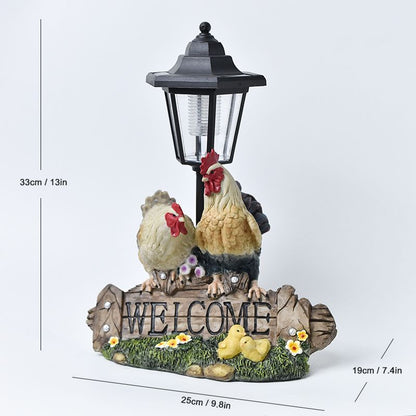 Outdoor Garden Solar Lantern with Stork Figurine Homeandso