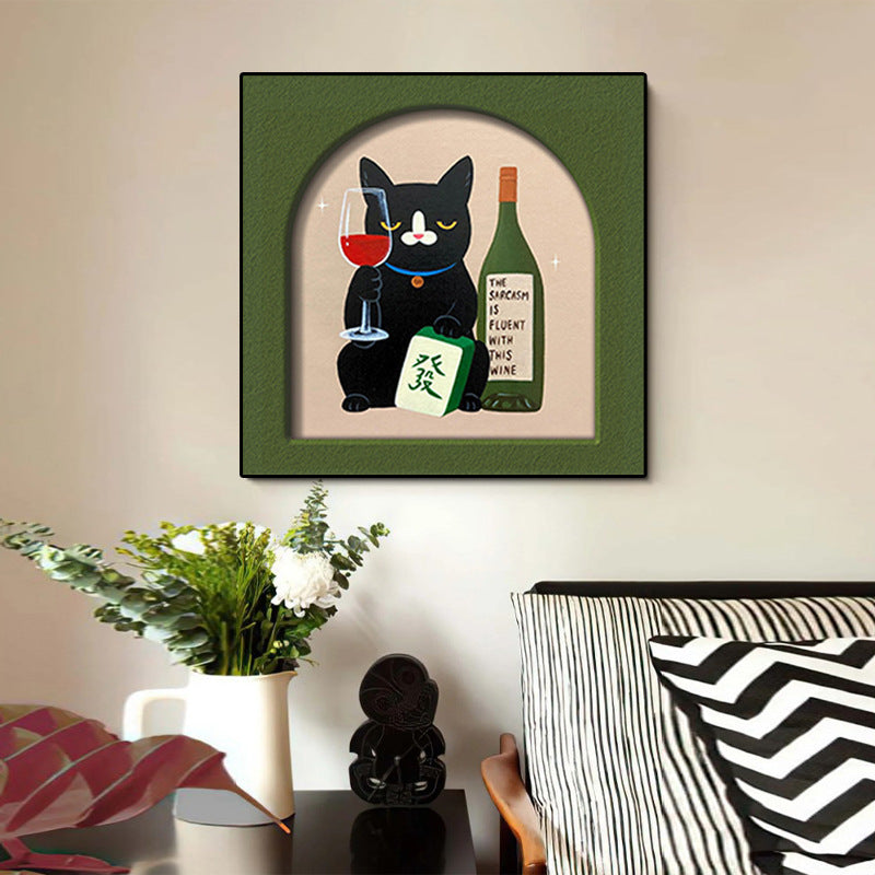 Whimsical Cat-Themed Framed Art Print Homeandso
