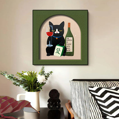 Whimsical Cat-Themed Framed Art Print Homeandso