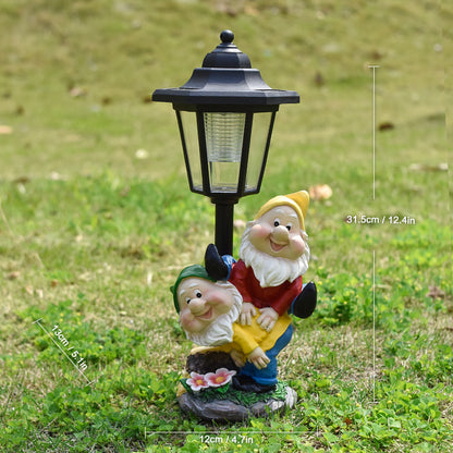 Outdoor Garden Solar Lantern with Stork Figurine Homeandso