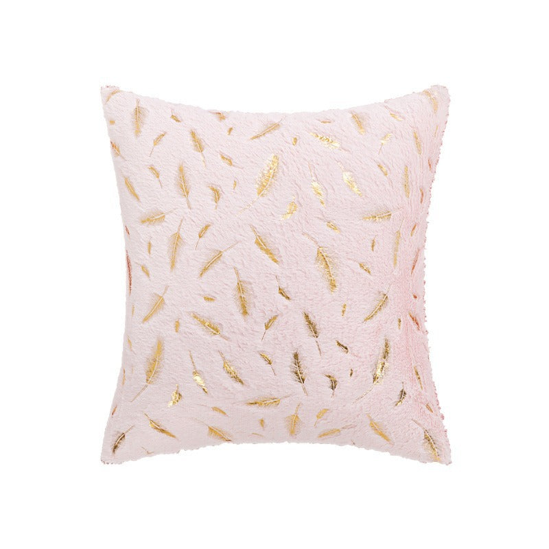 Textured Feather Print Throw Pillow
