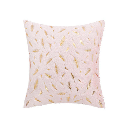 Textured Feather Print Throw Pillow
