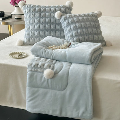 Decorative Cozy Textured Fleece Blanket Set Homeandso