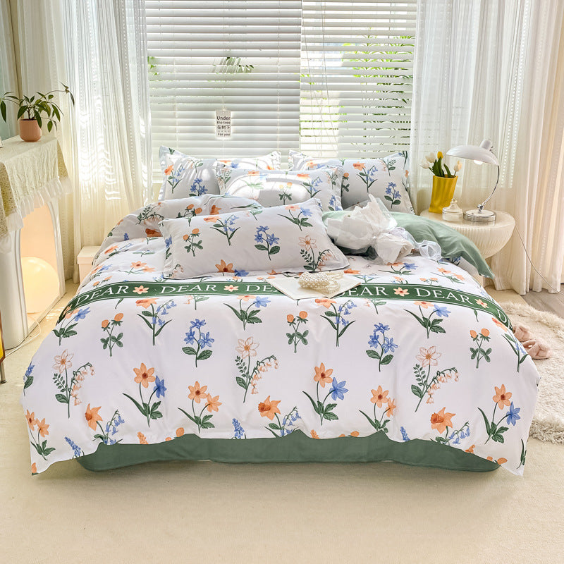Playful Floral Cartoon Duvet Cover Set Homeandso