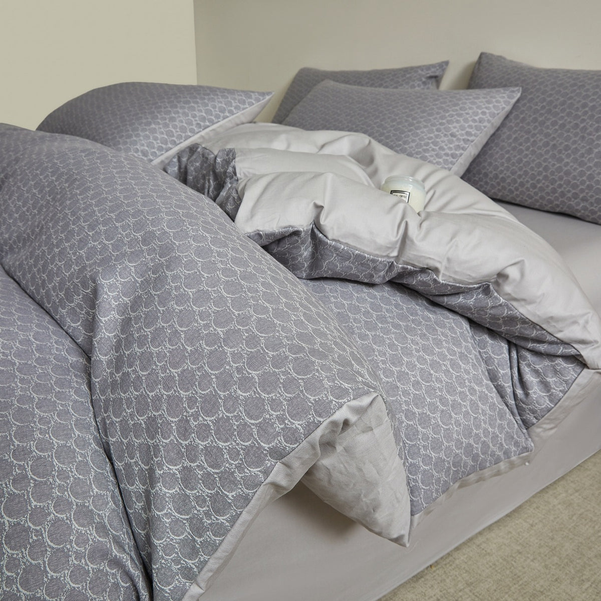 Embroidered Leaf Print Duvet Cover Set