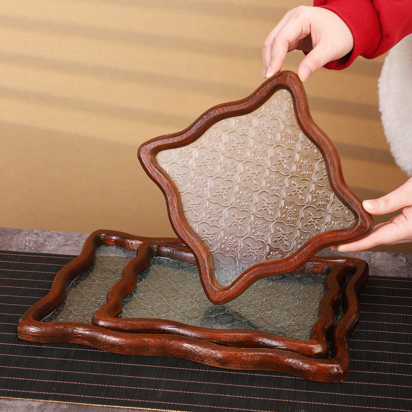 Decorative Artisan Glass Serving Tray Homeandso