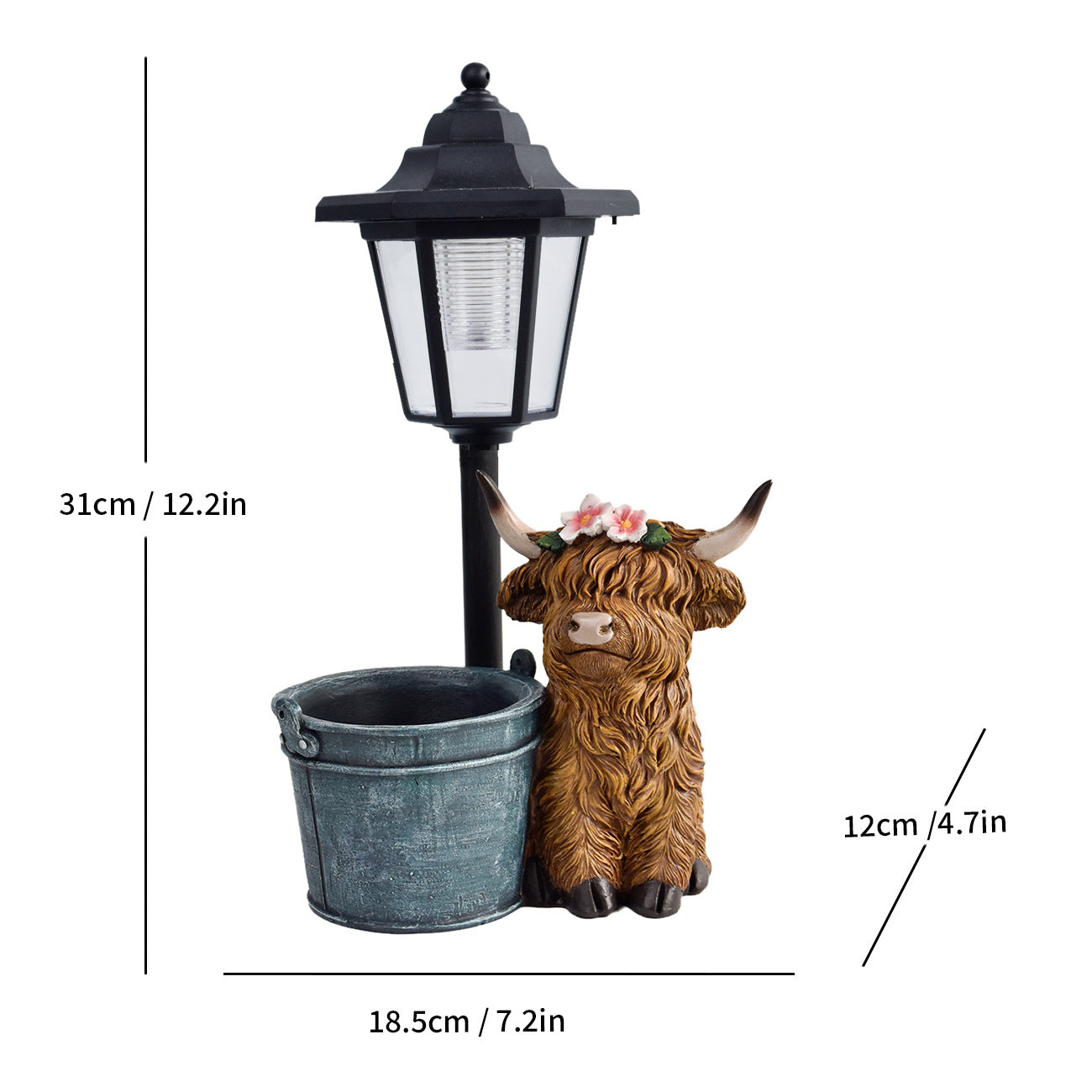 Decorative Highland Cow Solar Lantern Homeandso