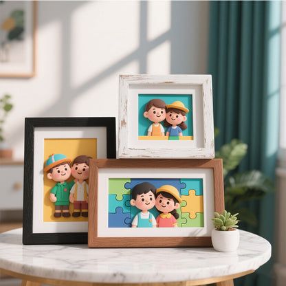 Playful Character Puzzle Frame