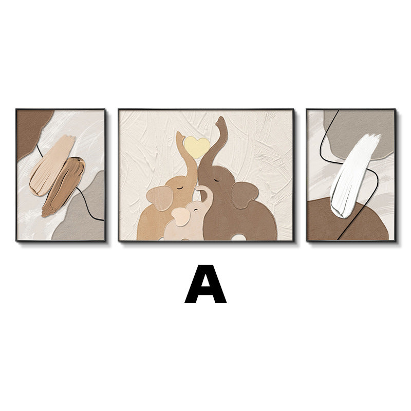 Abstract Elephant-Themed Triptych Canvas Art Homeandso