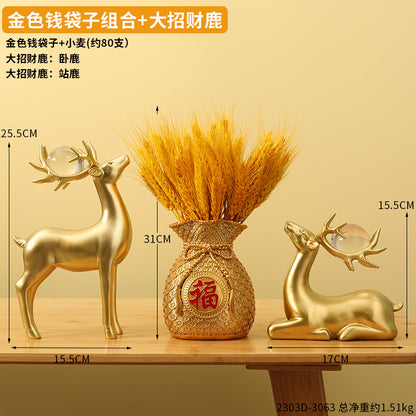 Decorative Golden Deer Figurine Set Homeandso