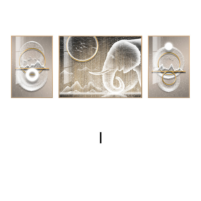 Abstract Elephant-Themed Canvas Triptych Art Homeandso