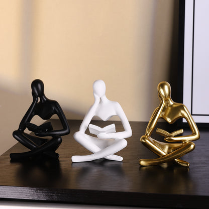 Contemporary Sitting Reader Figurine Homeandso