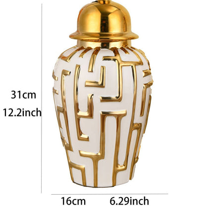 Decorative Geometric Pattern Lidded Jar Homeandso