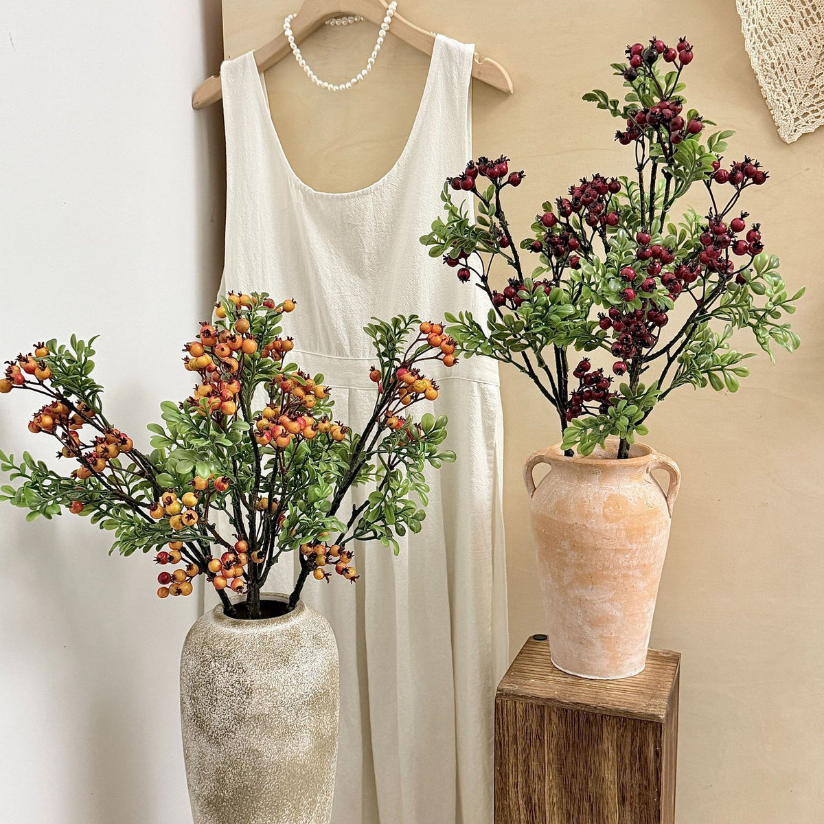 Decorative Faux Berry Stem for Home Floral Display