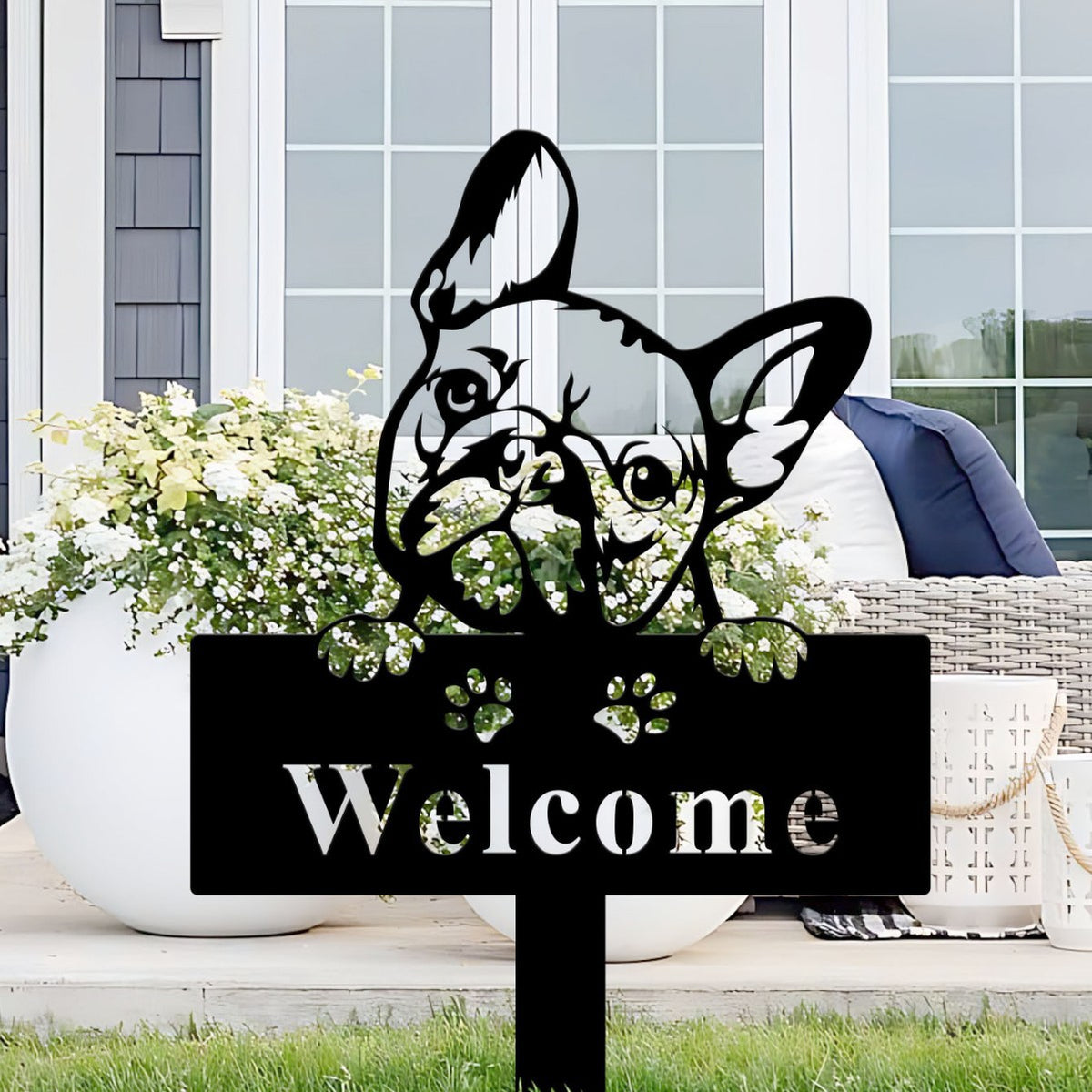 Decorative French Bulldog Welcome Sign Homeandso