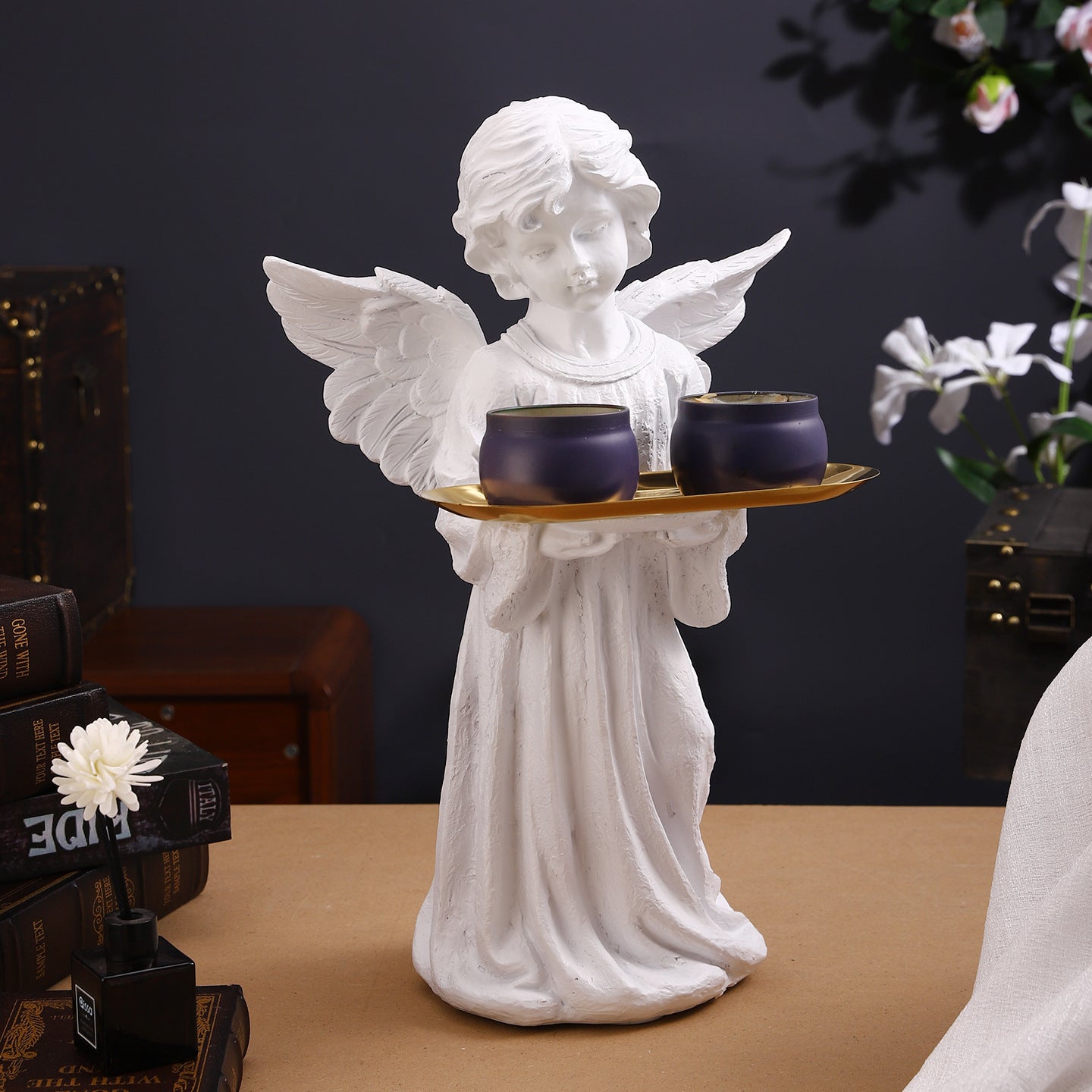 Elegant Angel Figurine Candle Holder Homeandso