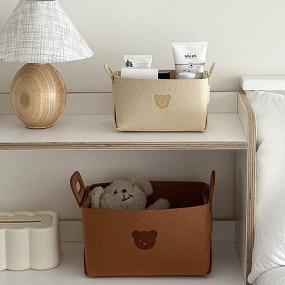 Felt Storage Baskets with Bear Design