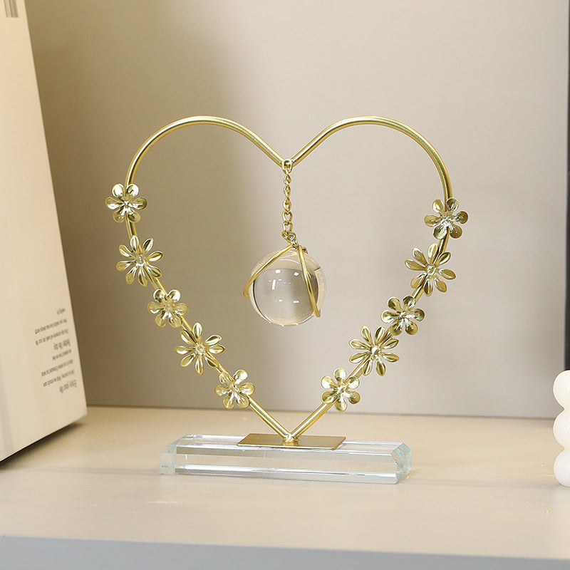 Floral Heart-Shaped Crystal Ball Stand Homeandso
