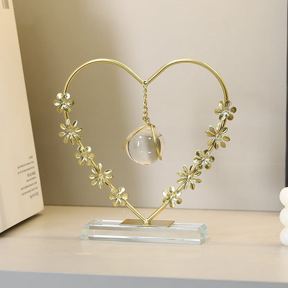 Floral Heart-Shaped Crystal Ball Stand Homeandso