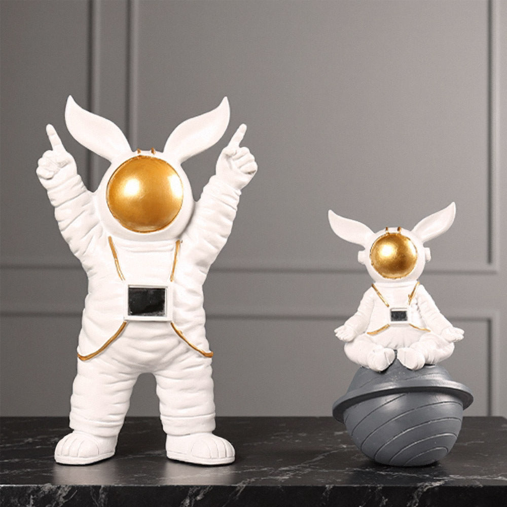 Astronaut Bunny Decorative Figurine Set Homeandso