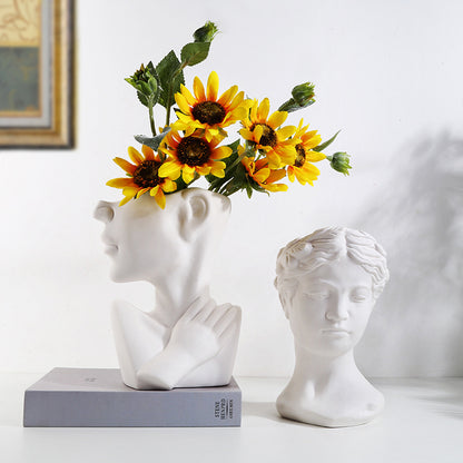 Decorative Ceramic Head Planter Homeandso