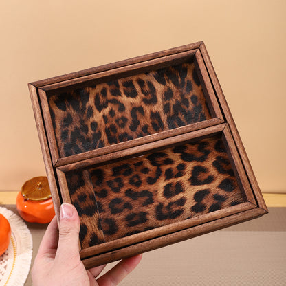Decorative Wooden Tray with Leopard Print Homeandso